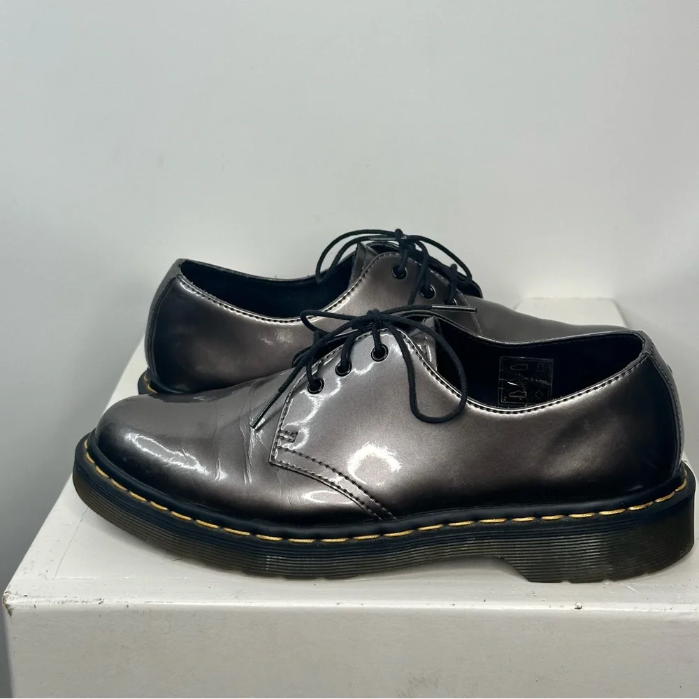 🔴 SOLD Doc Dr Martens Air Wair Shoes Patent Shiny Leather Oxford 10084 Bronzed - Picture 2 of 9